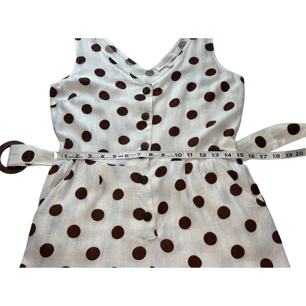 Monteau linen blend polka dot belted jumpsuit- L
